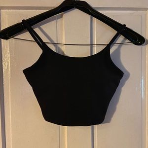Black Crop Tank with Built in Bra - Size Medium